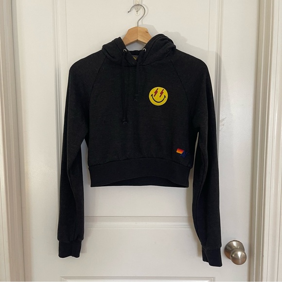 Aviator Nation Smiley Bolt Cropped Hoodie - Picture 2 of 11